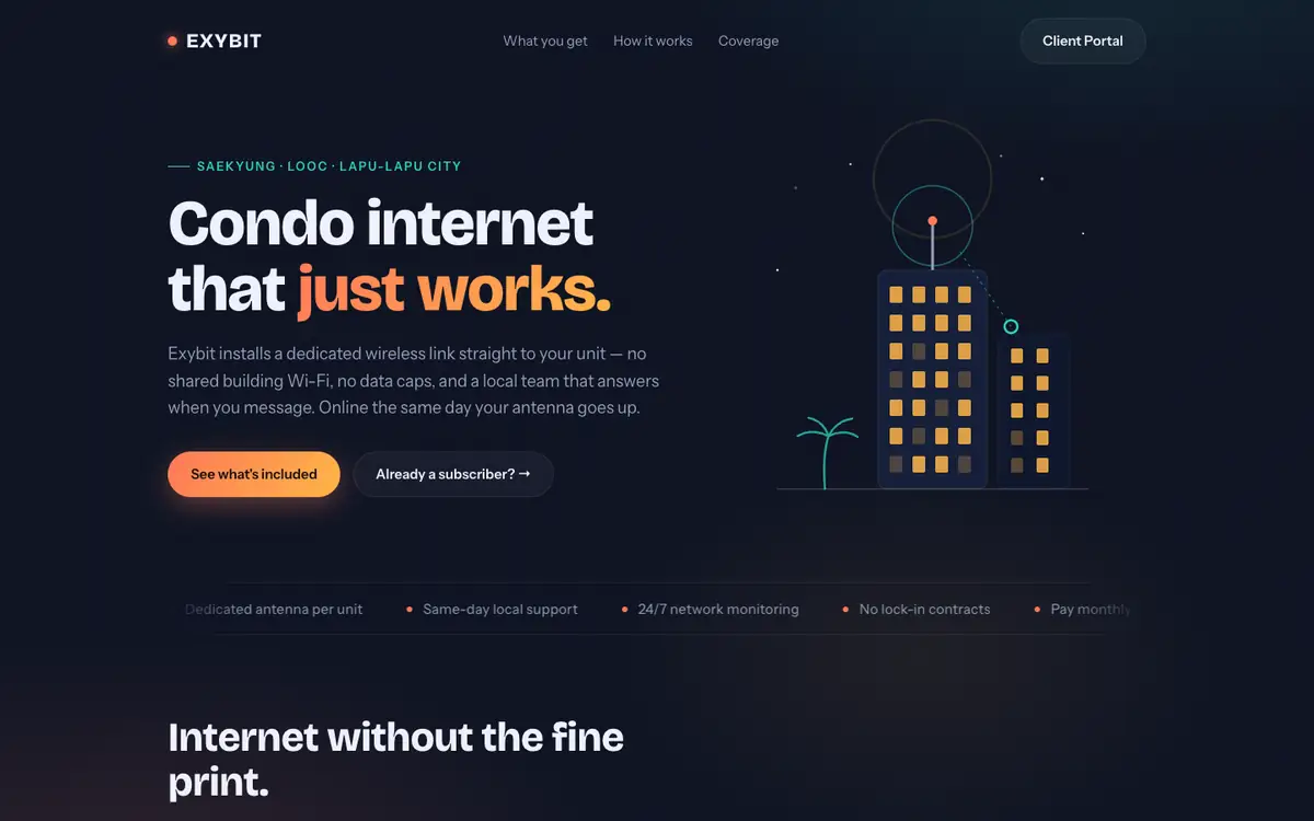 Screenshot of the public isp.exybit.org page